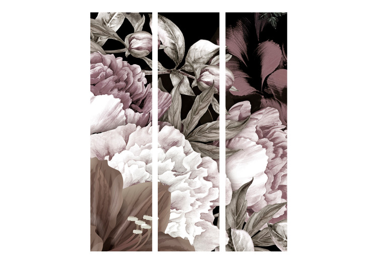 Room Separator Blissful Sleep (3-piece) - colorful flowers on a contrasting black background 124027 additionalImage 3