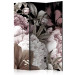 Room Separator Blissful Sleep (3-piece) - colorful flowers on a contrasting black background 124027