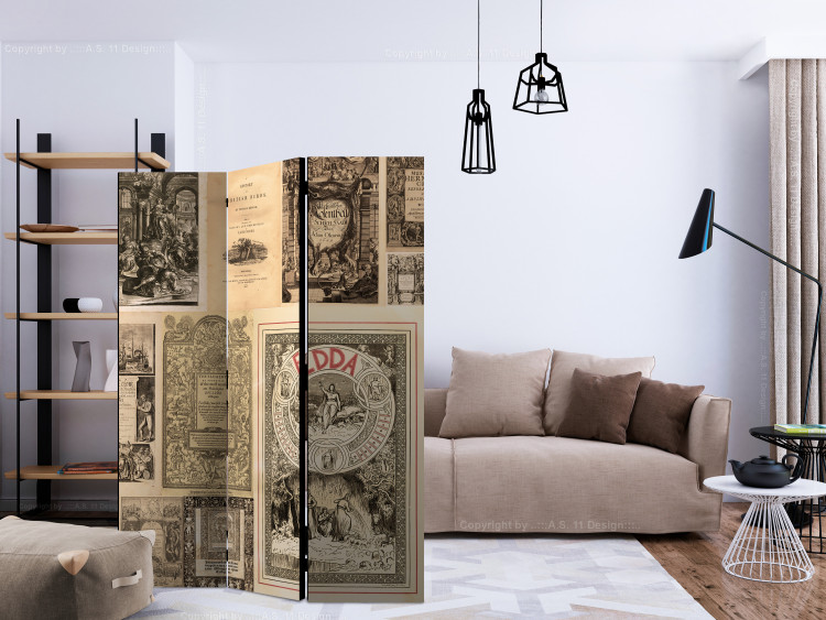Room Separator Vintage Books (3-piece) - composition with old books in retro style 124127 additionalImage 4