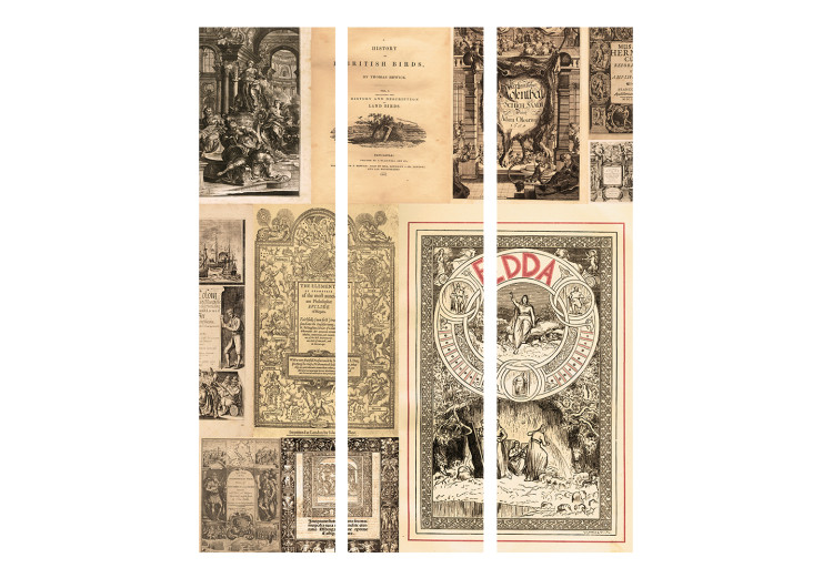 Room Separator Vintage Books (3-piece) - composition with old books in retro style 124127 additionalImage 3