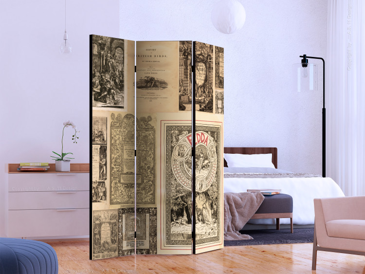 Room Separator Vintage Books (3-piece) - composition with old books in retro style 124127 additionalImage 2