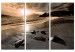 Canvas Art Print Sunset in sepia - sea landscape triptych with beach and mountains 125027