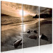 Canvas Art Print Sunset in sepia - sea landscape triptych with beach and mountains 125027 additionalThumb 2
