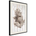 Poster Contemplative Love - stone sculpture of an angel on a wooden texture background 125227 additionalThumb 3