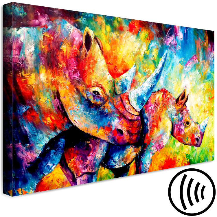 Canvas Colourful Rhinos (1 Part) Wide 127027 additionalImage 6