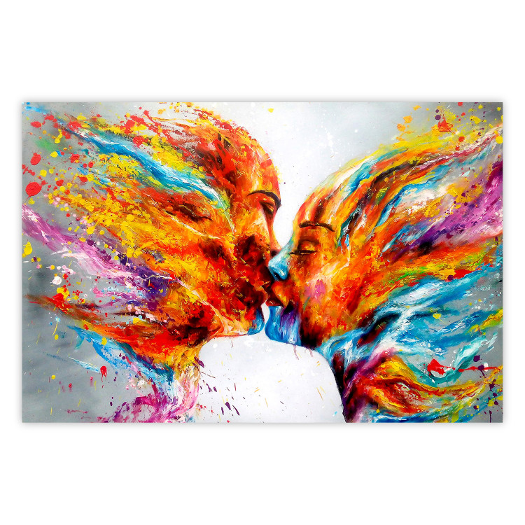 Poster Fiery Kiss - romantic composition of figures expressing love 127327