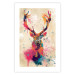 Poster Watercolor Deer - colorful abstract with a horned animal on a beige background 128927 additionalThumb 19