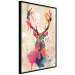 Poster Watercolor Deer - colorful abstract with a horned animal on a beige background 128927 additionalThumb 11
