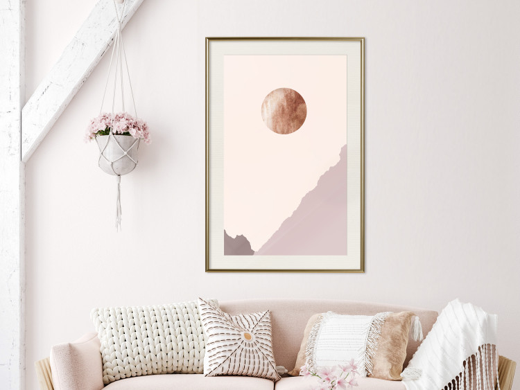 Poster Mountain Planet - abstract circle above mountains against a bright cosmos 129727 additionalImage 22
