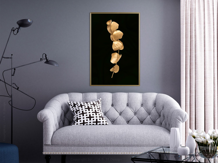 Poster Botanical Miracle - composition of golden leaves on a solid black background 130527 additionalImage 5