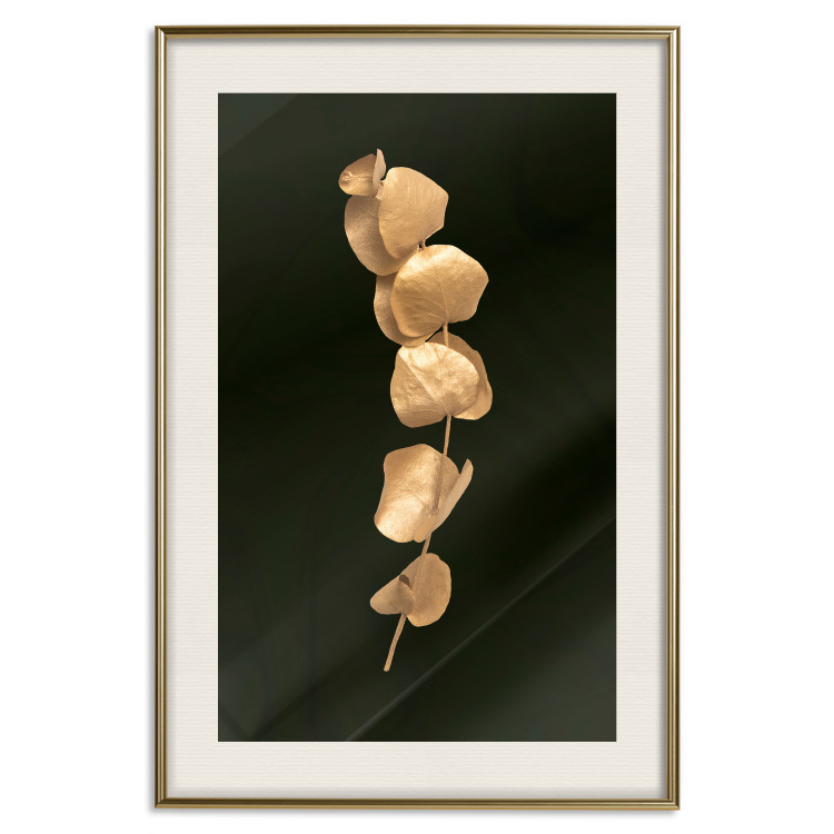 Poster Botanical Miracle - composition of golden leaves on a solid black background 130527 additionalImage 20