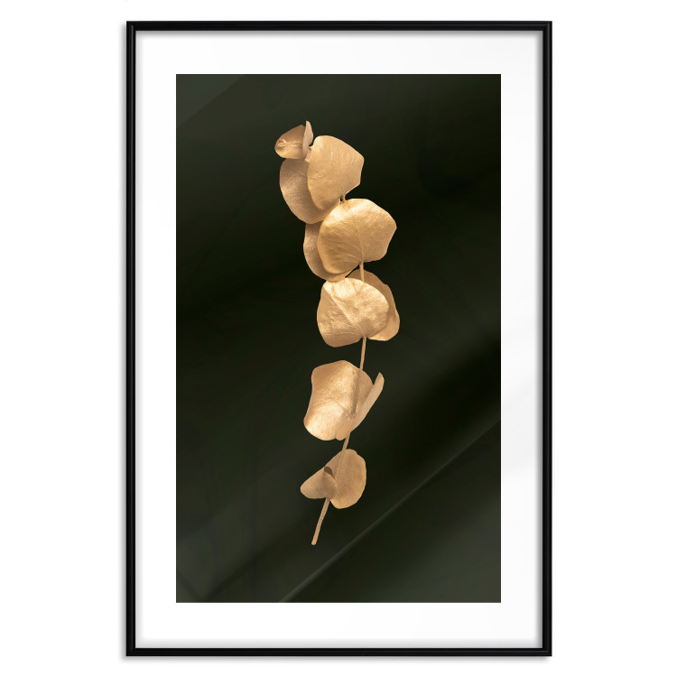 Poster Botanical Miracle - composition of golden leaves on a solid black background 130527 additionalImage 16