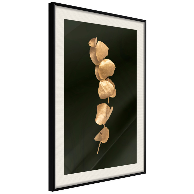 Poster Botanical Miracle - composition of golden leaves on a solid black background 130527 additionalImage 3