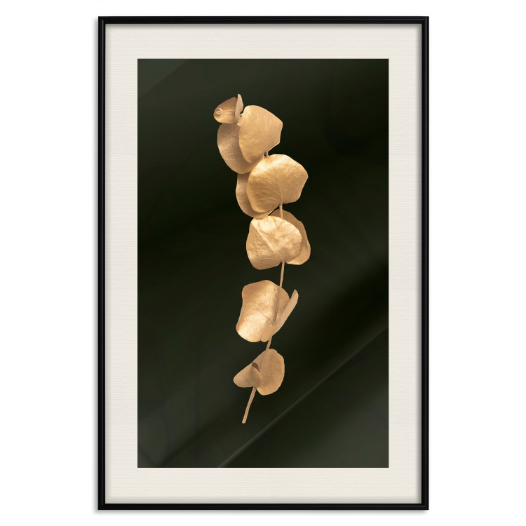 Poster Botanical Miracle - composition of golden leaves on a solid black background 130527 additionalImage 19