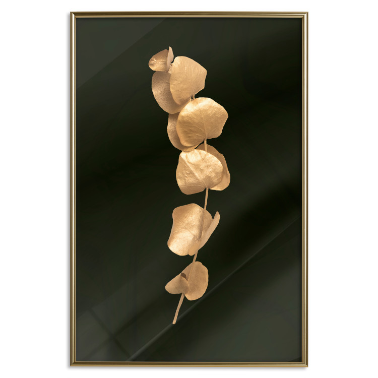 Poster Botanical Miracle - composition of golden leaves on a solid black background 130527 additionalImage 17