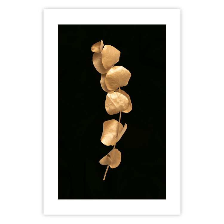 Poster Botanical Miracle - composition of golden leaves on a solid black background 130527 additionalImage 21