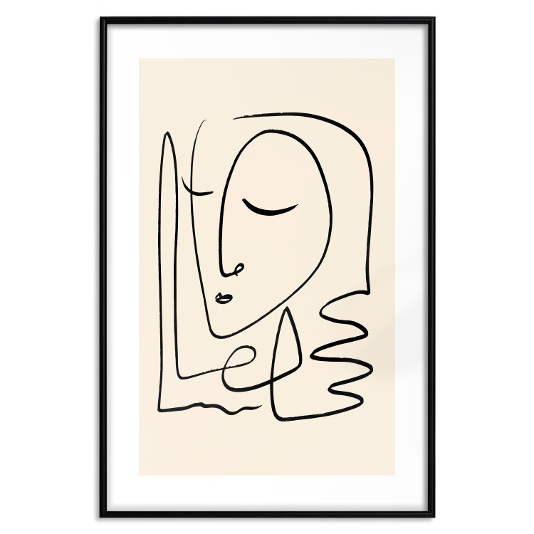Wall Poster Lightness of Memories - abstract line art of a face on a pastel background 130827 additionalImage 15