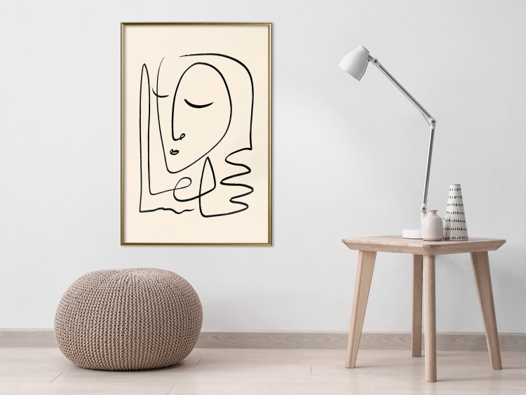 Wall Poster Lightness of Memories - abstract line art of a face on a pastel background 130827 additionalImage 7
