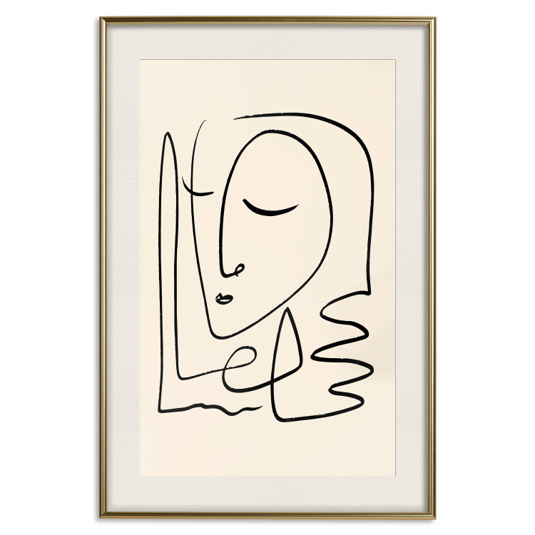 Wall Poster Lightness of Memories - abstract line art of a face on a pastel background 130827 additionalImage 20