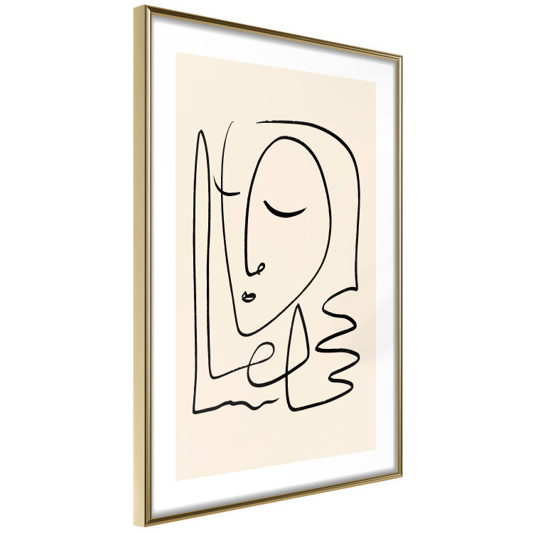 Wall Poster Lightness of Memories - abstract line art of a face on a pastel background 130827 additionalImage 9