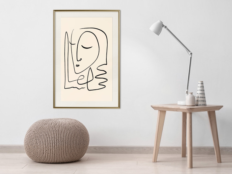 Wall Poster Lightness of Memories - abstract line art of a face on a pastel background 130827 additionalImage 22