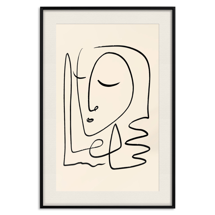 Wall Poster Lightness of Memories - abstract line art of a face on a pastel background 130827 additionalImage 19