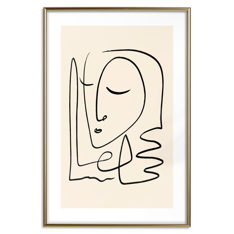 Wall Poster Lightness of Memories - abstract line art of a face on a pastel background 130827 additionalImage 14