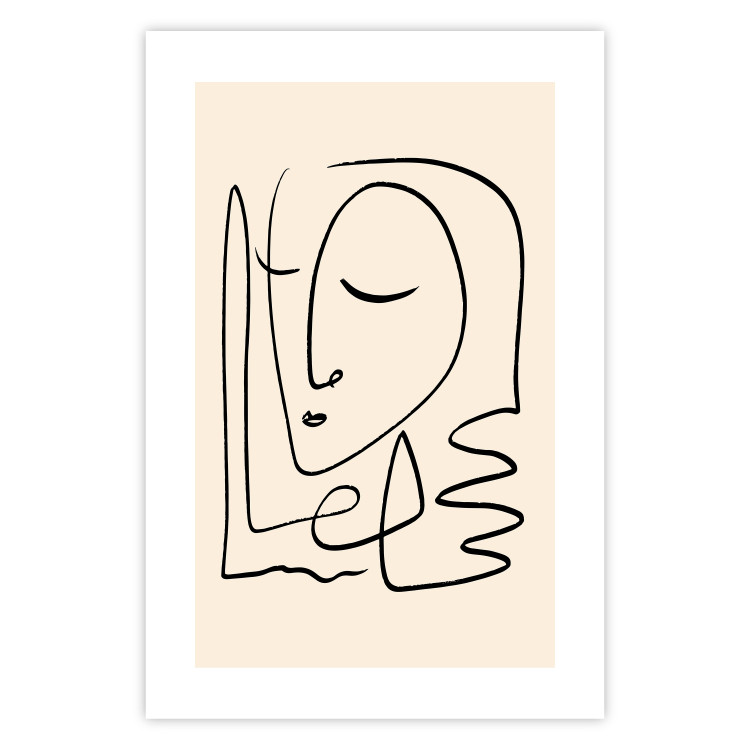 Wall Poster Lightness of Memories - abstract line art of a face on a pastel background 130827 additionalImage 25