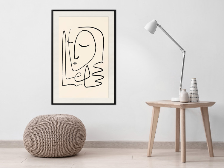 Wall Poster Lightness of Memories - abstract line art of a face on a pastel background 130827 additionalImage 24