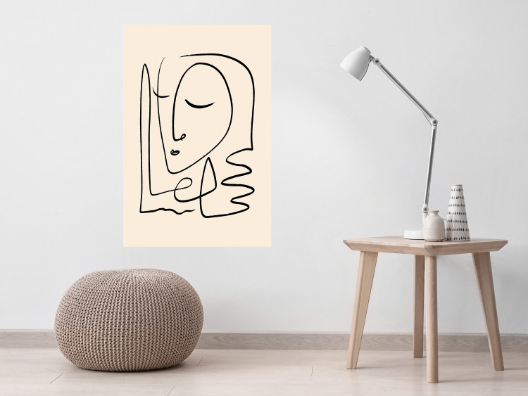 Wall Poster Lightness of Memories - abstract line art of a face on a pastel background 130827 additionalImage 4