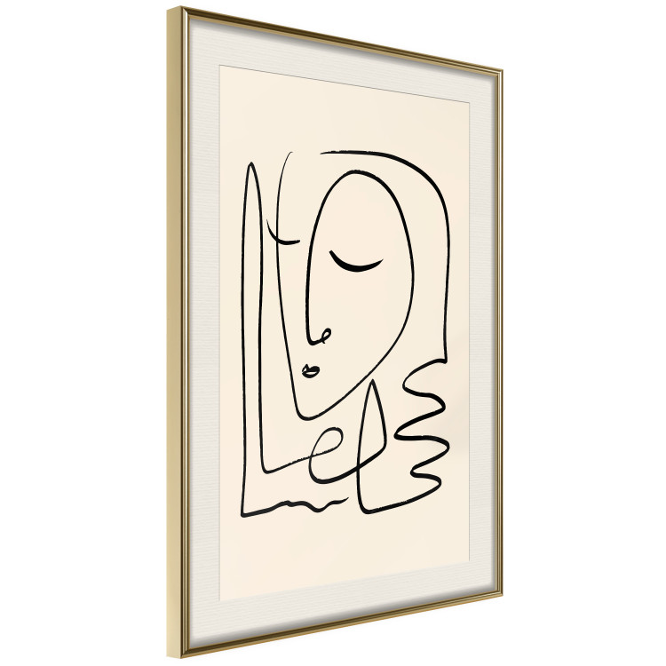 Wall Poster Lightness of Memories - abstract line art of a face on a pastel background 130827 additionalImage 3