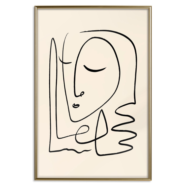 Wall Poster Lightness of Memories - abstract line art of a face on a pastel background 130827 additionalImage 17