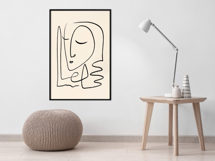Wall Poster Lightness of Memories - abstract line art of a face on a pastel background 130827 additionalImage 6