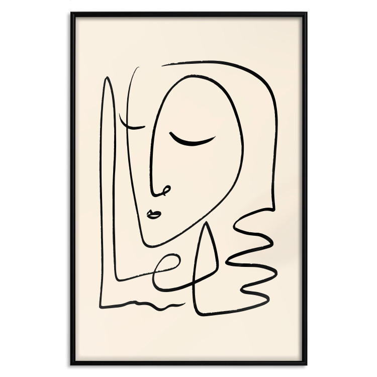 Wall Poster Lightness of Memories - abstract line art of a face on a pastel background 130827 additionalImage 18