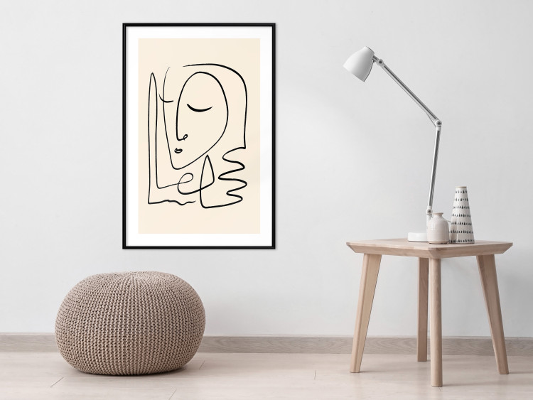 Wall Poster Lightness of Memories - abstract line art of a face on a pastel background 130827 additionalImage 23