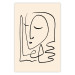 Wall Poster Lightness of Memories - abstract line art of a face on a pastel background 130827