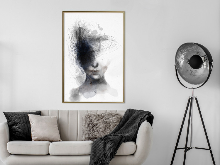 Wall Poster Cosmic Thought - portrait of a female face in an abstract composition 131827 additionalImage 5