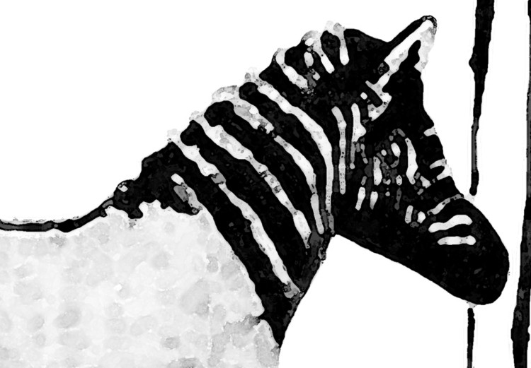 Wall Poster Banksy: Zebra Crossing - black and white zebra and woman hanging stripes 132427 additionalImage 5