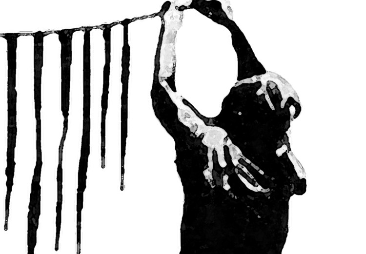 Wall Poster Banksy: Zebra Crossing - black and white zebra and woman hanging stripes 132427 additionalImage 8