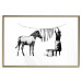 Wall Poster Banksy: Zebra Crossing - black and white zebra and woman hanging stripes 132427 additionalThumb 14