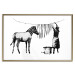 Wall Poster Banksy: Zebra Crossing - black and white zebra and woman hanging stripes 132427 additionalThumb 16