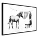 Wall Poster Banksy: Zebra Crossing - black and white zebra and woman hanging stripes 132427 additionalThumb 6