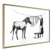 Wall Poster Banksy: Zebra Crossing - black and white zebra and woman hanging stripes 132427 additionalThumb 2