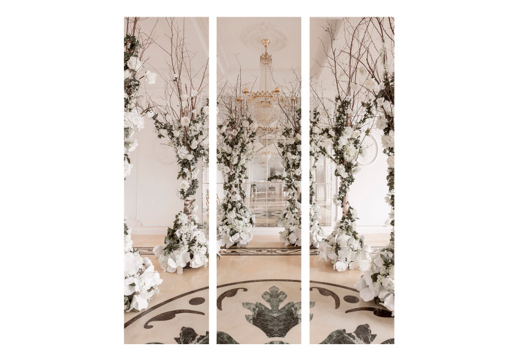 Room Separator Floral Chamber (3-piece) - columns adorned with white flowers 132727 additionalImage 3