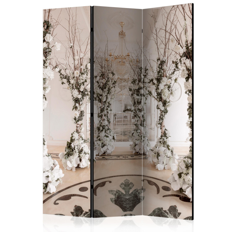 Room Separator Floral Chamber (3-piece) - columns adorned with white flowers 132727