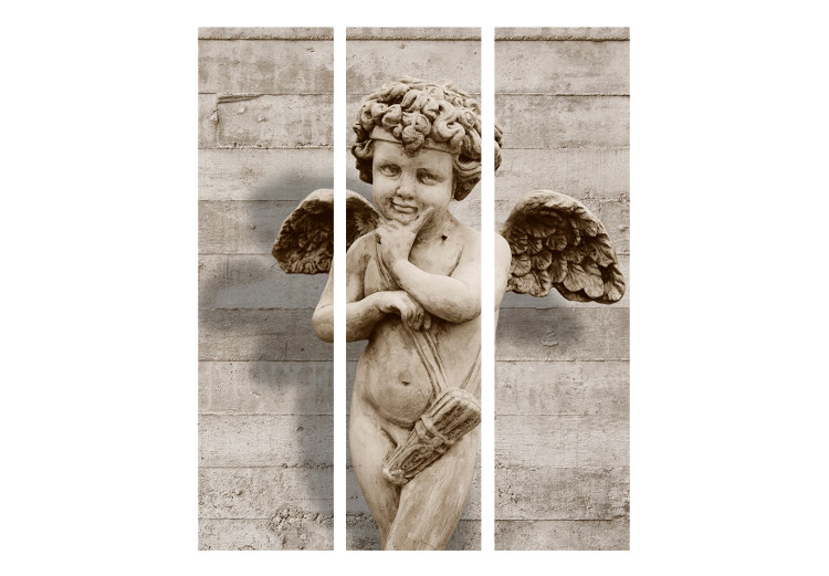 Room Separator Angelic Face (3-piece) - sacred sculpture of a winged boy 132827 additionalImage 3