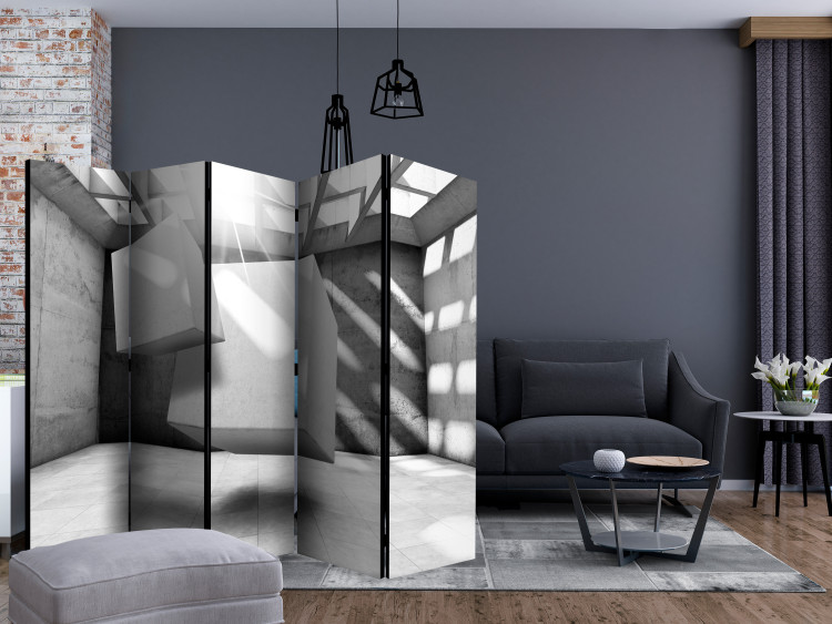 Room Divider Screen Dance of Squares II (5-piece) - white geometric 3D abstraction 133027 additionalImage 4