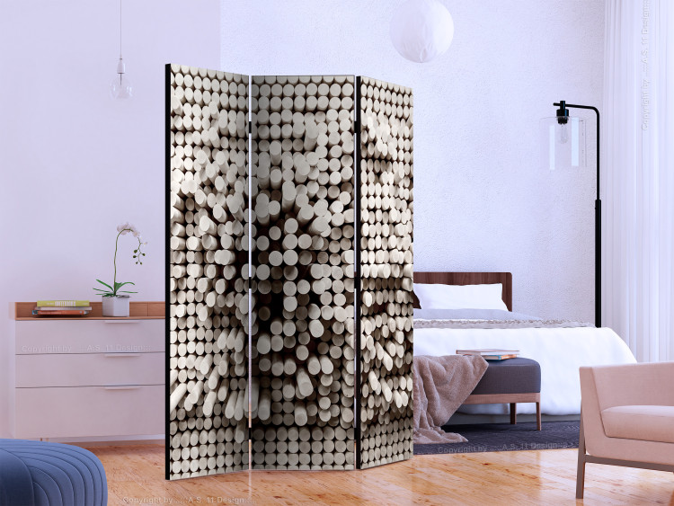 Room Divider White Fortress (3-piece) - mosaic in geometric circles in 3D form 133527 additionalImage 2