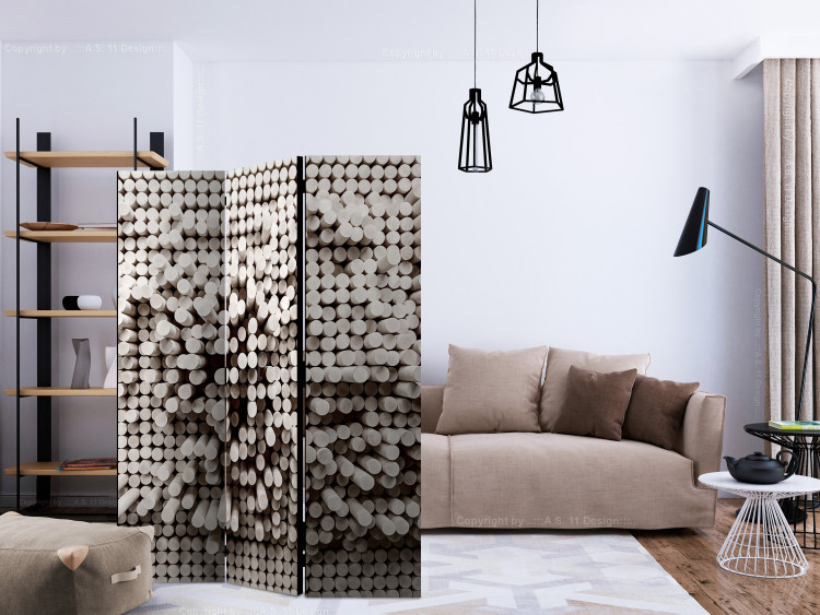 Room Divider White Fortress (3-piece) - mosaic in geometric circles in 3D form 133527 additionalImage 4