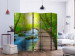 Folding Screen Green Forest II - landscape of a wooden bridge in the forest against the sun's glare 134027 additionalThumb 2